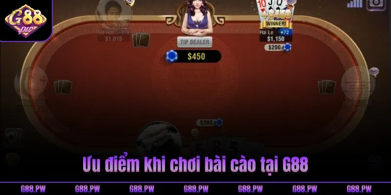 Ưu điểm khi chơi bài cào tại G88